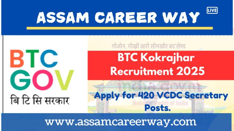 BTC Kokrajhar Recruitment 2025 – Apply for 420 VCDC Secretary Posts