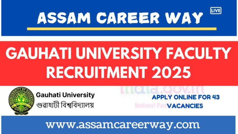 GAUHATI UNIVERSITY FACULTY RECRUITMENT 2025 – APPLY ONLINE FOR 43 VACANCIES