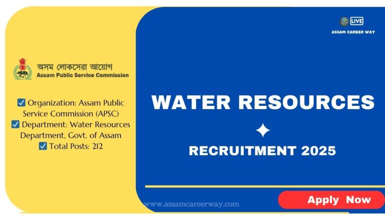 Apply now for Water Resources Department Recruitment 2025! Assam PSC announces 212 vacancies for Assistant Engineers (Civil/Mechanical) and Junior Engineers (Civil). Check eligibility, age limit, important dates & how to apply online.