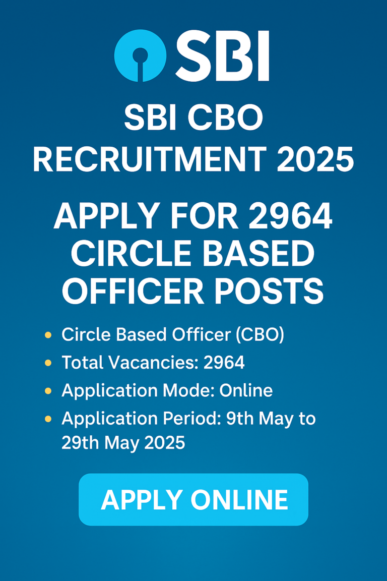 SBI CBO Recruitment 2025 – Apply for 2964 Circle Based Officer
