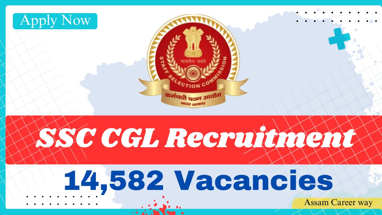 SSC CGL Recruitment 2025 official notification banner with 14,582 vacancies and apply online link"